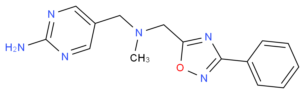 5-({methyl[(3-phenyl-1,2,4-oxadiazol-5-yl)methyl]amino}methyl)pyrimidin-2-amine_Molecular_structure_CAS_)