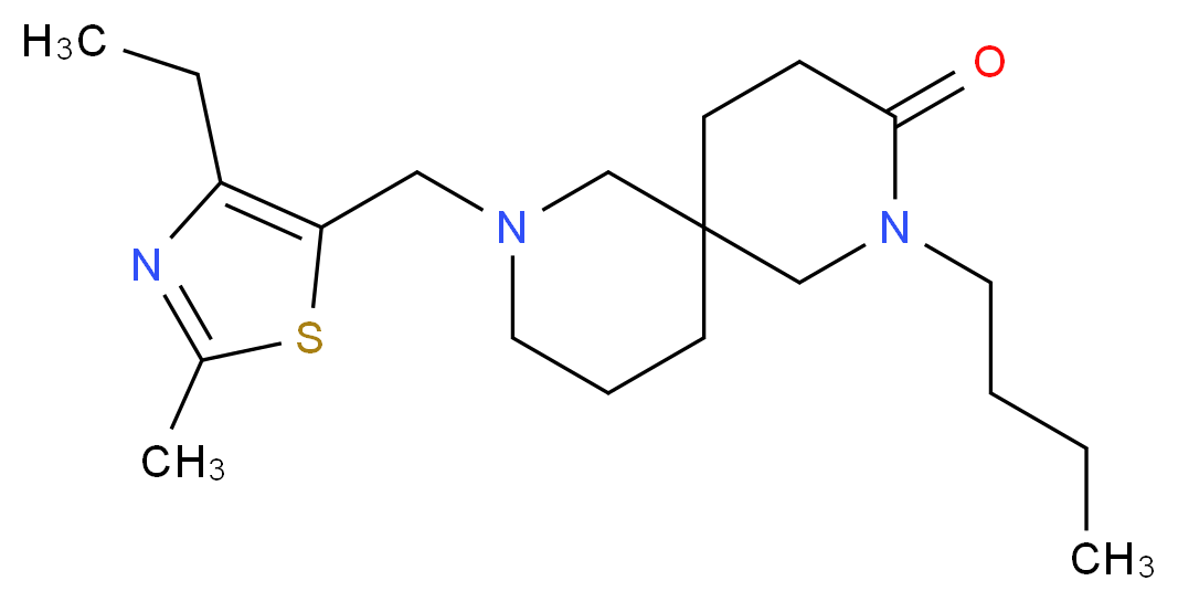 2-butyl-8-[(4-ethyl-2-methyl-1,3-thiazol-5-yl)methyl]-2,8-diazaspiro[5.5]undecan-3-one_Molecular_structure_CAS_)