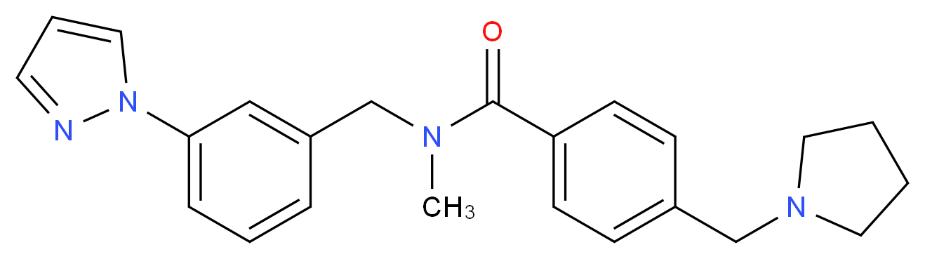 N-methyl-N-[3-(1H-pyrazol-1-yl)benzyl]-4-(1-pyrrolidinylmethyl)benzamide_Molecular_structure_CAS_)