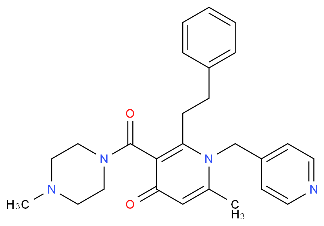 6-methyl-3-[(4-methyl-1-piperazinyl)carbonyl]-2-(2-phenylethyl)-1-(4-pyridinylmethyl)-4(1H)-pyridinone_Molecular_structure_CAS_)
