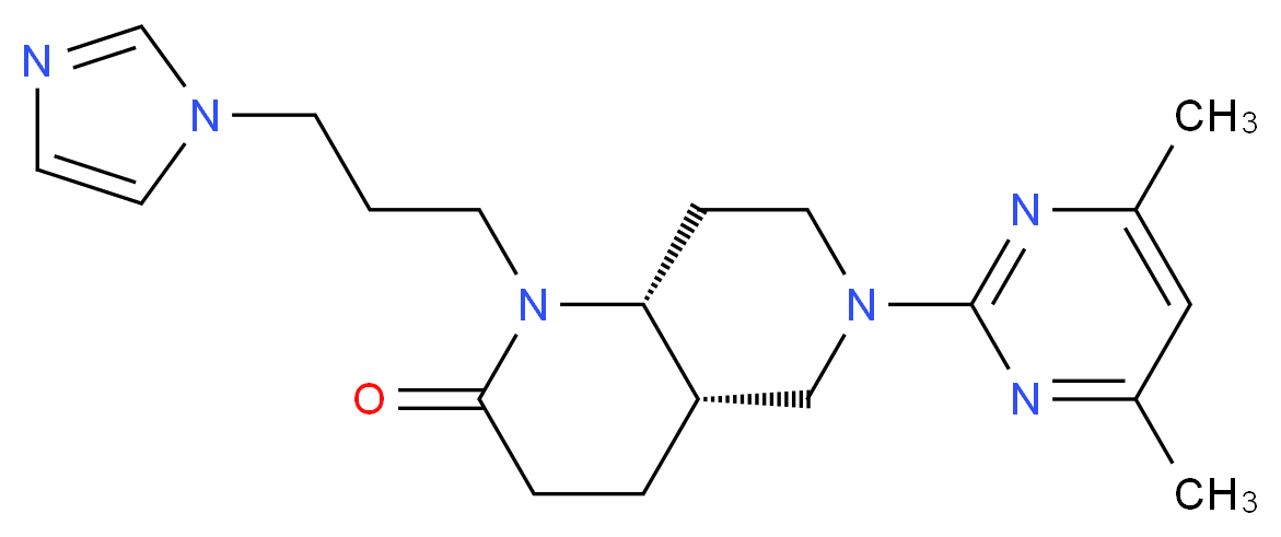 (4aS*,8aR*)-6-(4,6-dimethylpyrimidin-2-yl)-1-[3-(1H-imidazol-1-yl)propyl]octahydro-1,6-naphthyridin-2(1H)-one_Molecular_structure_CAS_)