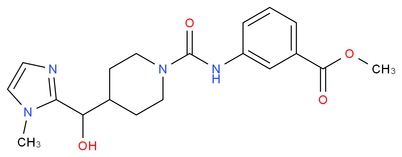 methyl 3-[({4-[hydroxy(1-methyl-1H-imidazol-2-yl)methyl]piperidin-1-yl}carbonyl)amino]benzoate_Molecular_structure_CAS_)