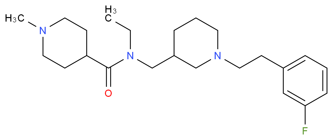 N-ethyl-N-({1-[2-(3-fluorophenyl)ethyl]-3-piperidinyl}methyl)-1-methyl-4-piperidinecarboxamide_Molecular_structure_CAS_)