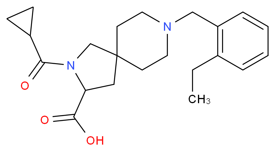 2-(cyclopropylcarbonyl)-8-(2-ethylbenzyl)-2,8-diazaspiro[4.5]decane-3-carboxylic acid_Molecular_structure_CAS_)