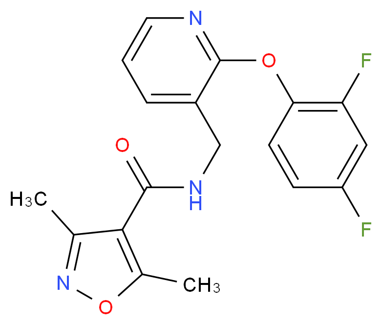 N-{[2-(2,4-difluorophenoxy)pyridin-3-yl]methyl}-3,5-dimethylisoxazole-4-carboxamide_Molecular_structure_CAS_)