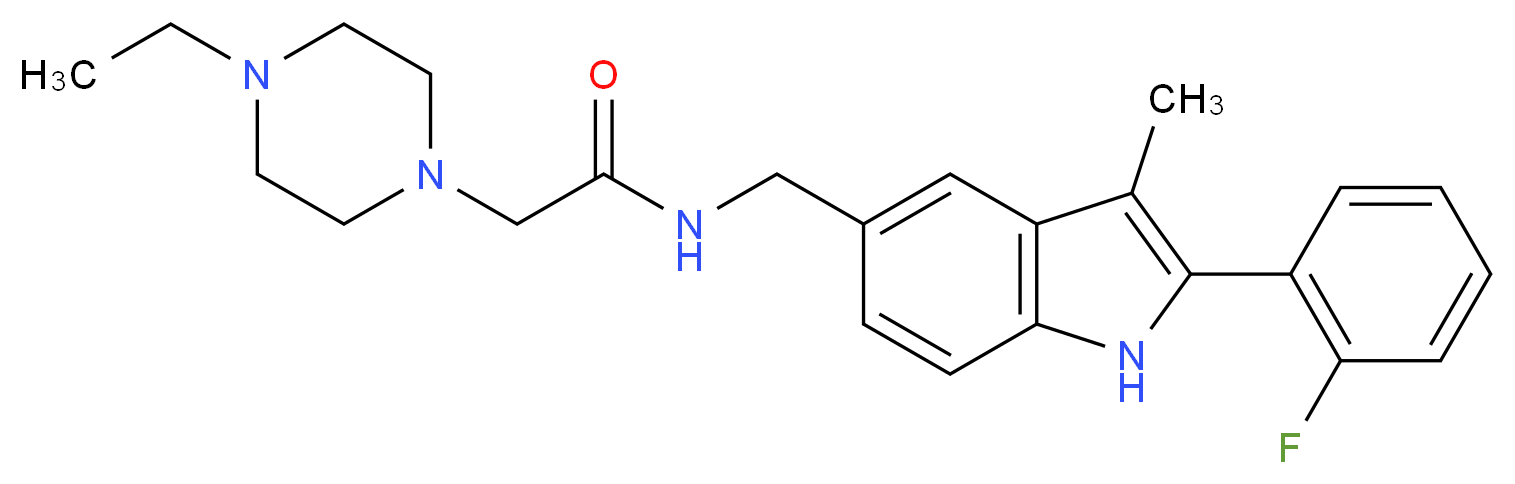 2-(4-ethyl-1-piperazinyl)-N-{[2-(2-fluorophenyl)-3-methyl-1H-indol-5-yl]methyl}acetamide_Molecular_structure_CAS_)