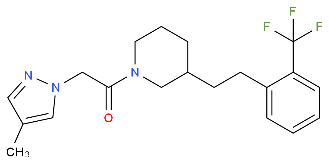 1-[(4-methyl-1H-pyrazol-1-yl)acetyl]-3-{2-[2-(trifluoromethyl)phenyl]ethyl}piperidine_Molecular_structure_CAS_)