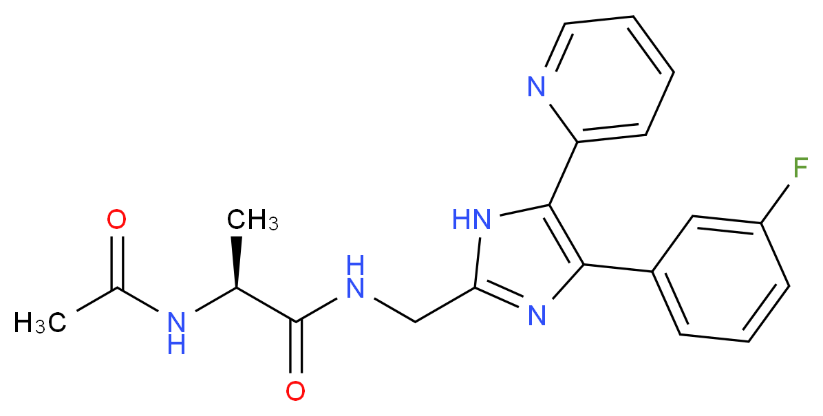 N~2~-acetyl-N~1~-{[4-(3-fluorophenyl)-5-pyridin-2-yl-1H-imidazol-2-yl]methyl}-L-alaninamide_Molecular_structure_CAS_)
