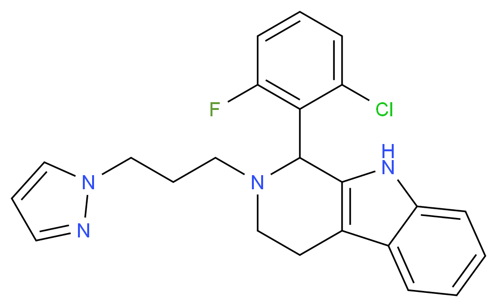 1-(2-chloro-6-fluorophenyl)-2-[3-(1H-pyrazol-1-yl)propyl]-2,3,4,9-tetrahydro-1H-beta-carboline_Molecular_structure_CAS_)