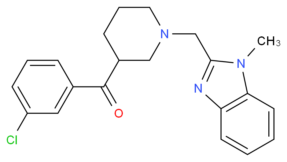 (3-chlorophenyl){1-[(1-methyl-1H-benzimidazol-2-yl)methyl]-3-piperidinyl}methanone_Molecular_structure_CAS_)