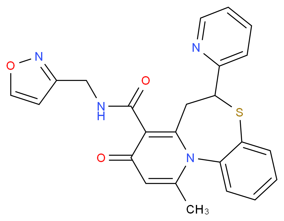 N-(3-isoxazolylmethyl)-11-methyl-9-oxo-6-(2-pyridinyl)-7,9-dihydro-6H-pyrido[2,1-d][1,5]benzothiazepine-8-carboxamide_Molecular_structure_CAS_)