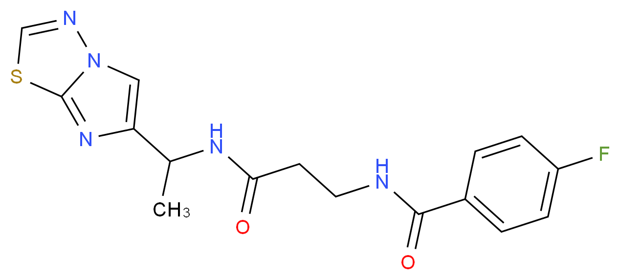 4-fluoro-N-{3-[(1-imidazo[2,1-b][1,3,4]thiadiazol-6-ylethyl)amino]-3-oxopropyl}benzamide_Molecular_structure_CAS_)