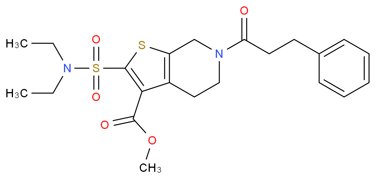 methyl 2-[(diethylamino)sulfonyl]-6-(3-phenylpropanoyl)-4,5,6,7-tetrahydrothieno[2,3-c]pyridine-3-carboxylate_Molecular_structure_CAS_)