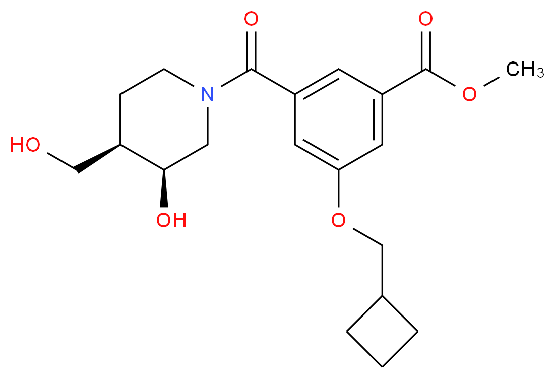 methyl 3-(cyclobutylmethoxy)-5-{[(3S*,4R*)-3-hydroxy-4-(hydroxymethyl)-1-piperidinyl]carbonyl}benzoate_Molecular_structure_CAS_)