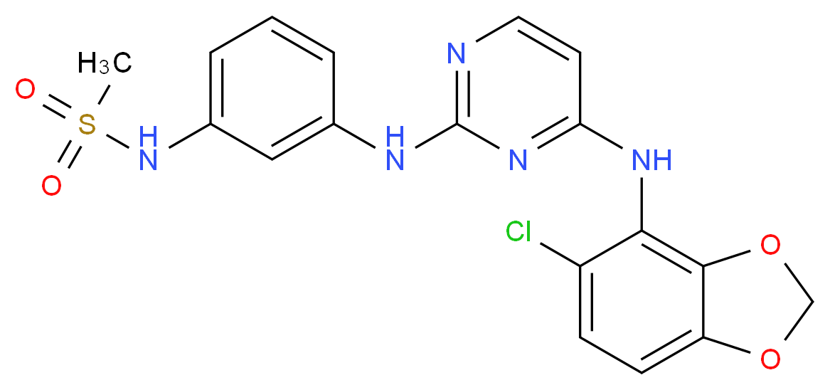 N-[3-[[4-[(5-CHLORO-1,3-BENZODIOXOL-4-YL)AMINO]PYRIMIDIN-2-YL]AMINO]PHENYL]METHANESULFONAMIDE_Molecular_structure_CAS_)