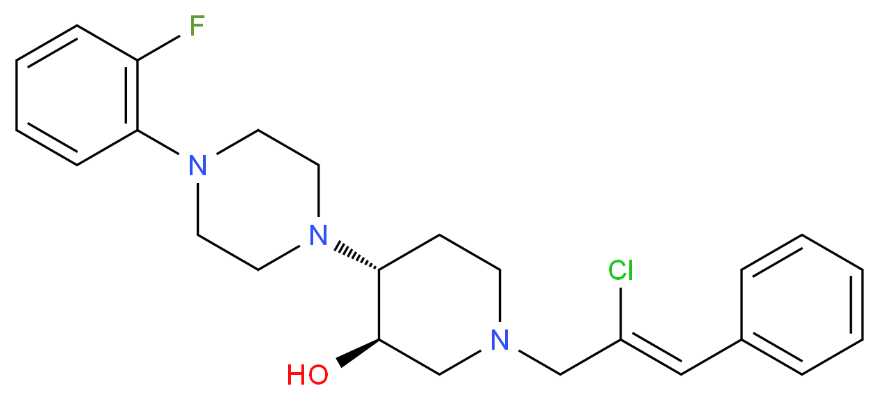 (3R*,4R*)-1-[(2Z)-2-chloro-3-phenyl-2-propen-1-yl]-4-[4-(2-fluorophenyl)-1-piperazinyl]-3-piperidinol_Molecular_structure_CAS_)