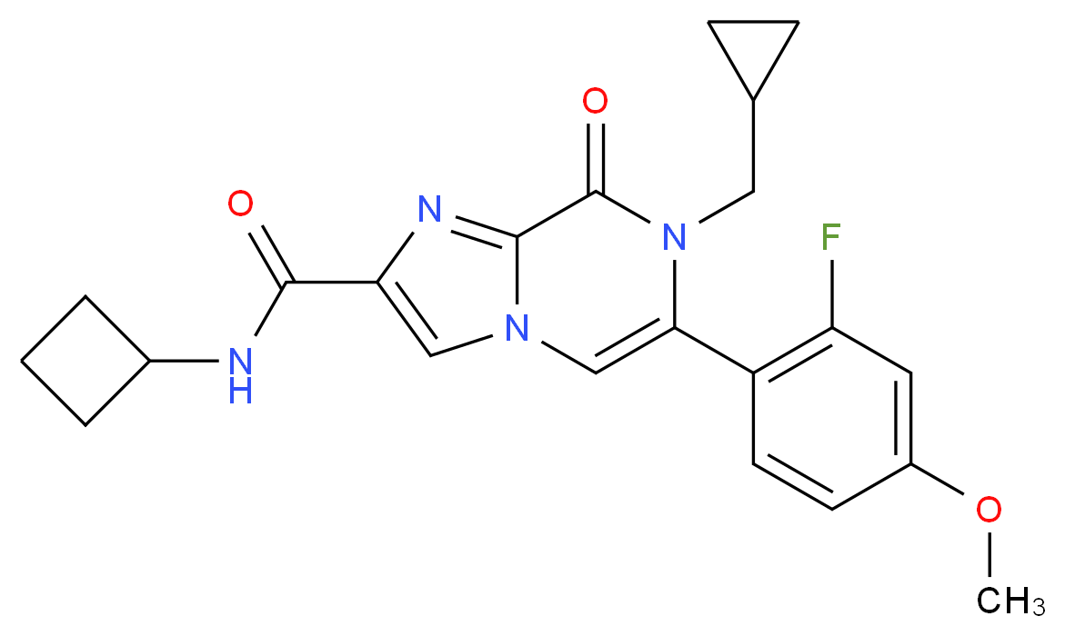 N-cyclobutyl-7-(cyclopropylmethyl)-6-(2-fluoro-4-methoxyphenyl)-8-oxo-7,8-dihydroimidazo[1,2-a]pyrazine-2-carboxamide_Molecular_structure_CAS_)