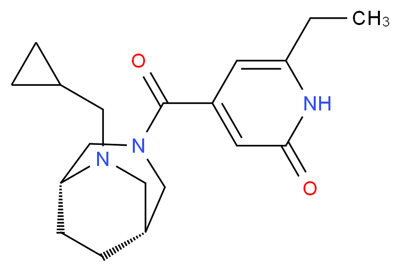 4-{[(1R*,5R*)-6-(cyclopropylmethyl)-3,6-diazabicyclo[3.2.2]non-3-yl]carbonyl}-6-ethylpyridin-2(1H)-one_Molecular_structure_CAS_)