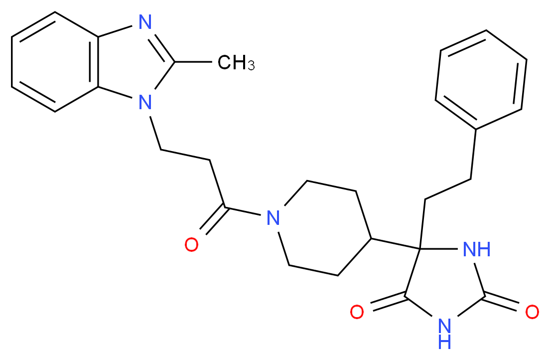 5-{1-[3-(2-methyl-1H-benzimidazol-1-yl)propanoyl]-4-piperidinyl}-5-(2-phenylethyl)-2,4-imidazolidinedione_Molecular_structure_CAS_)