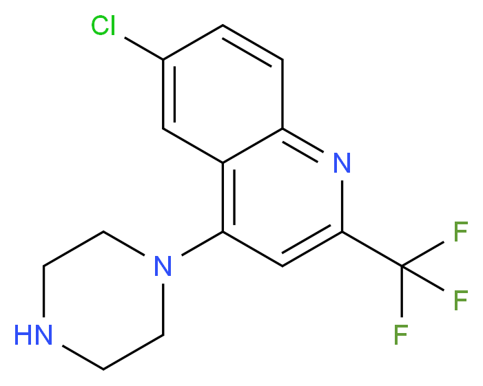 1-[6-Chloro-2-(trifluoromethyl)quinol-4-yl]piperazine 97%_Molecular_structure_CAS_)