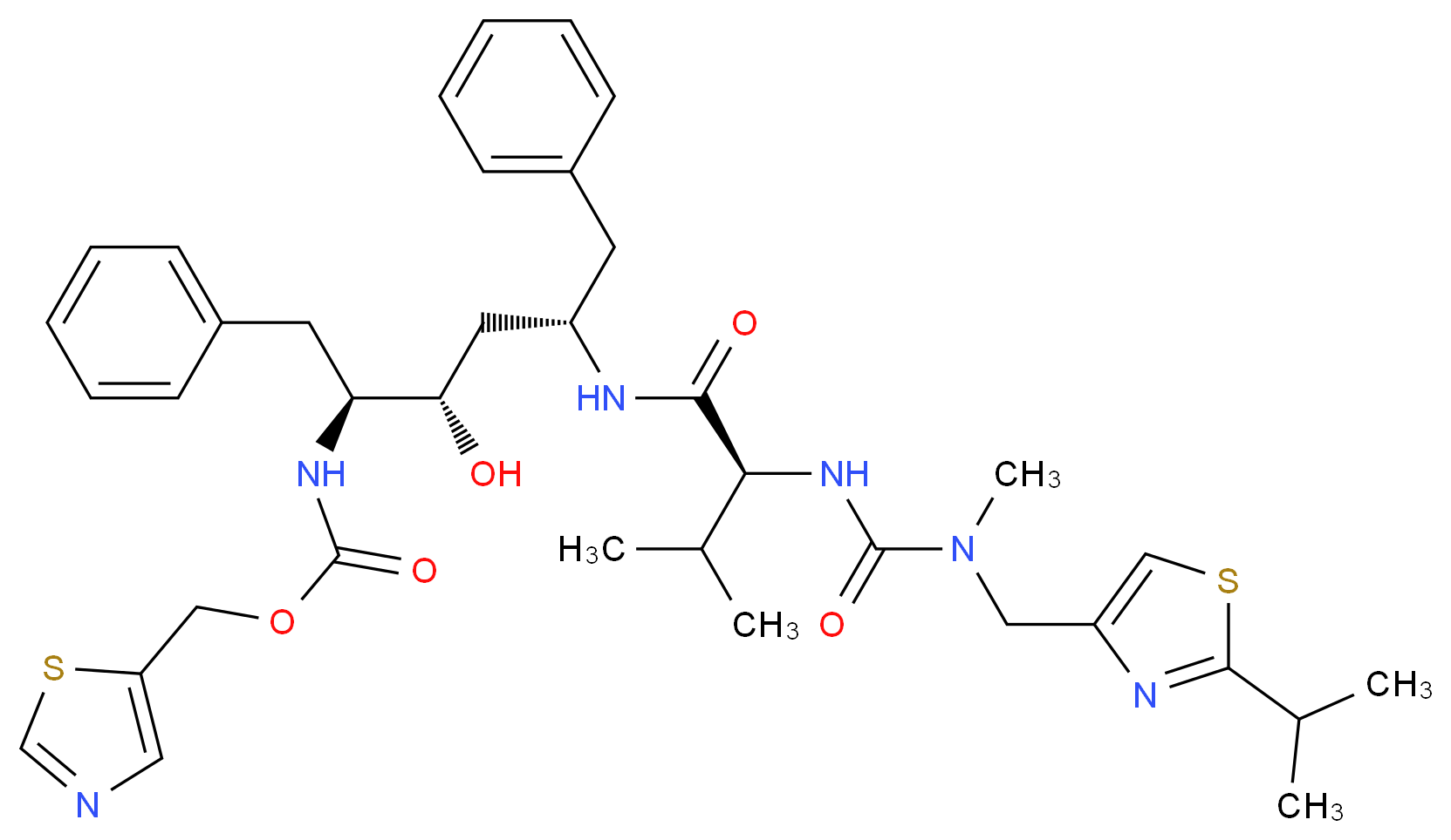 1,3-thiazol-5-ylmethyl N-[(2S,3S,5S)-3-hydroxy-5-[(2S)-3-methyl-2-{[methyl({[2-(propan-2-yl)-1,3-thiazol-4-yl]methyl})carbamoyl]amino}butanamido]-1,6-diphenylhexan-2-yl]carbamate_Molecular_structure_CAS_)