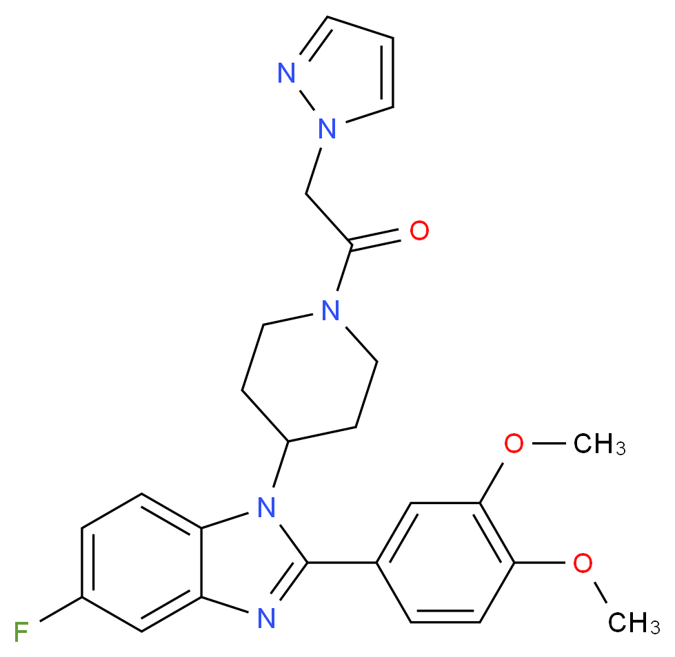 2-(3,4-dimethoxyphenyl)-5-fluoro-1-[1-(1H-pyrazol-1-ylacetyl)-4-piperidinyl]-1H-benzimidazole_Molecular_structure_CAS_)