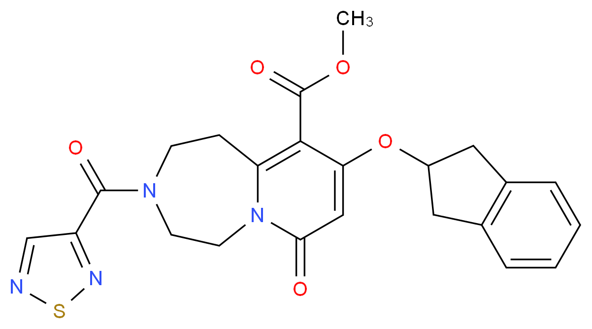 methyl 9-(2,3-dihydro-1H-inden-2-yloxy)-7-oxo-3-(1,2,5-thiadiazol-3-ylcarbonyl)-1,2,3,4,5,7-hexahydropyrido[1,2-d][1,4]diazepine-10-carboxylate_Molecular_structure_CAS_)