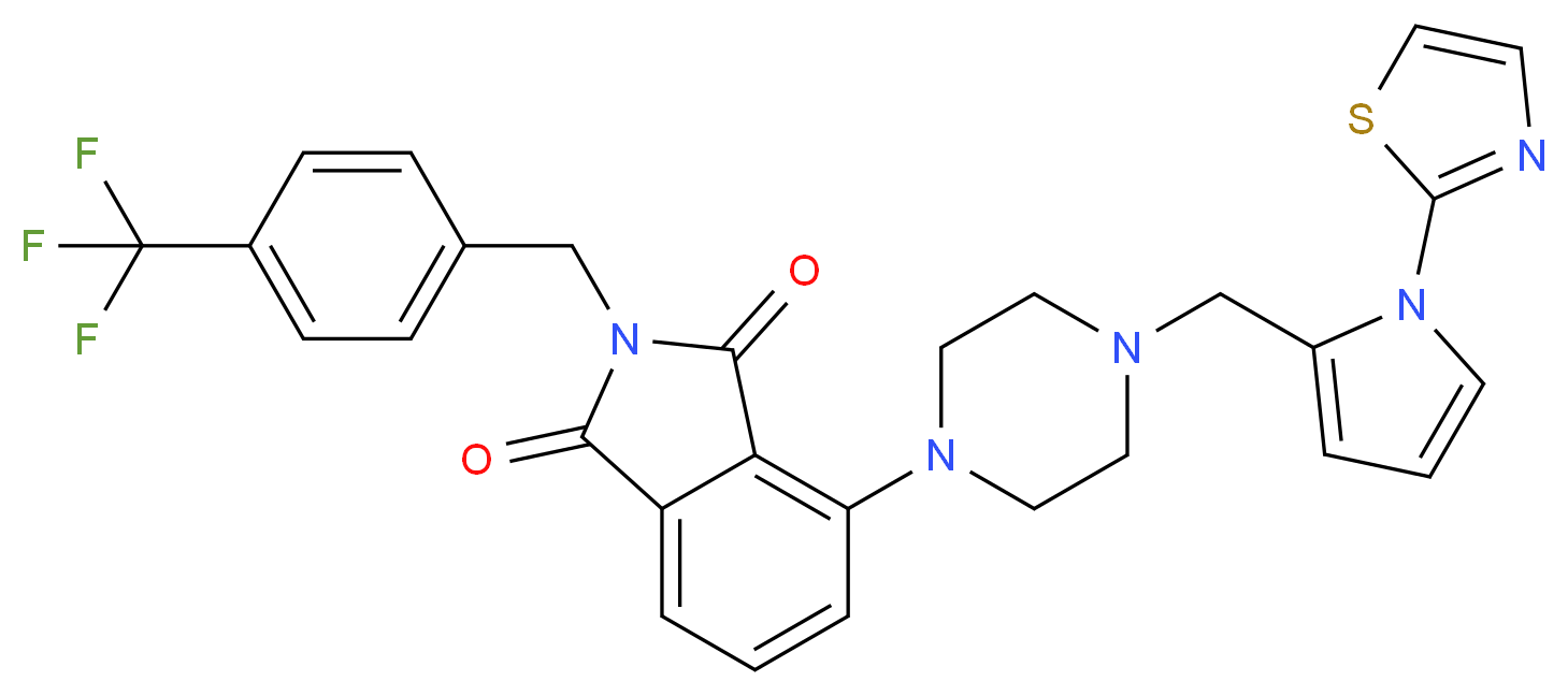 4-(4-{[1-(1,3-thiazol-2-yl)-1H-pyrrol-2-yl]methyl}-1-piperazinyl)-2-[4-(trifluoromethyl)benzyl]-1H-isoindole-1,3(2H)-dione_Molecular_structure_CAS_)