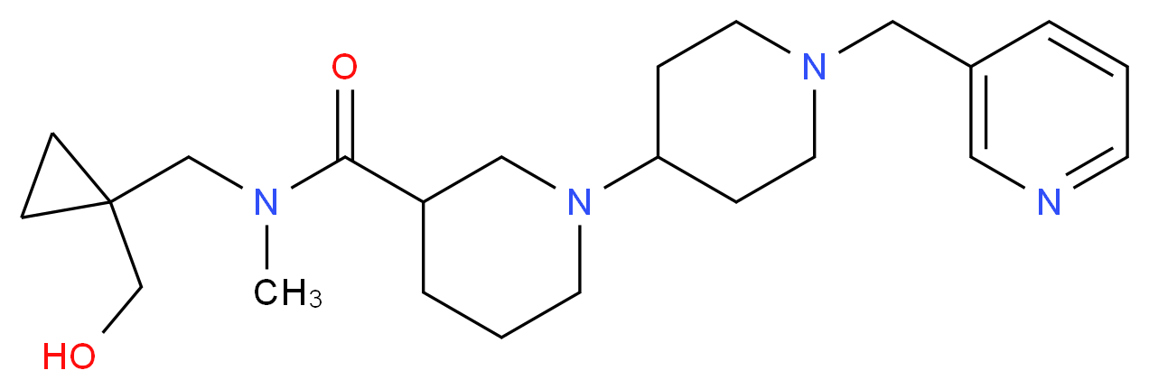 N-{[1-(hydroxymethyl)cyclopropyl]methyl}-N-methyl-1'-(pyridin-3-ylmethyl)-1,4'-bipiperidine-3-carboxamide_Molecular_structure_CAS_)