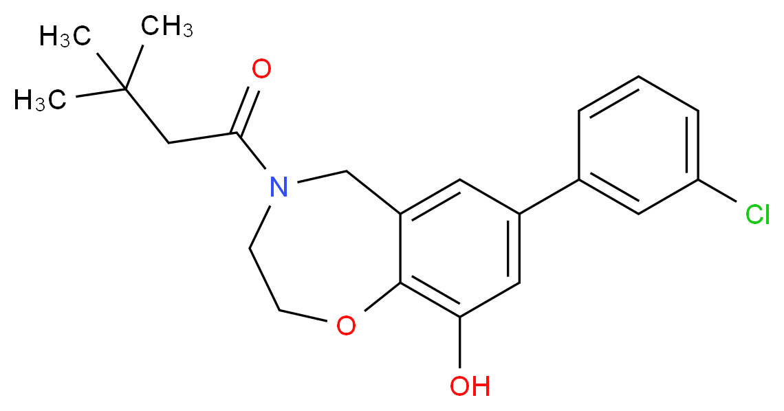 7-(3-chlorophenyl)-4-(3,3-dimethylbutanoyl)-2,3,4,5-tetrahydro-1,4-benzoxazepin-9-ol_Molecular_structure_CAS_)