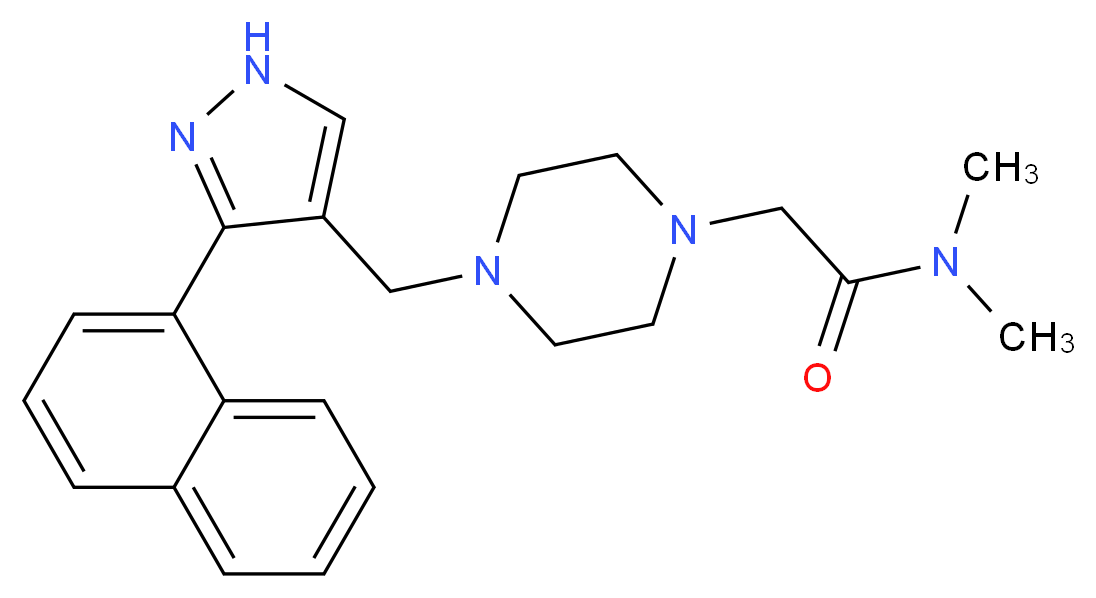 N,N-dimethyl-2-(4-{[3-(1-naphthyl)-1H-pyrazol-4-yl]methyl}-1-piperazinyl)acetamide_Molecular_structure_CAS_)