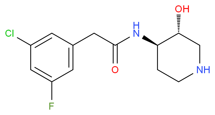 2-(3-chloro-5-fluorophenyl)-N-[(3R*,4R*)-3-hydroxypiperidin-4-yl]acetamide_Molecular_structure_CAS_)