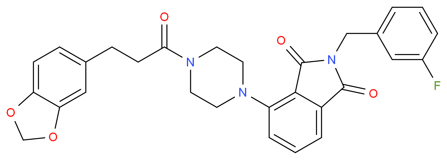 4-{4-[3-(1,3-benzodioxol-5-yl)propanoyl]-1-piperazinyl}-2-(3-fluorobenzyl)-1H-isoindole-1,3(2H)-dione_Molecular_structure_CAS_)