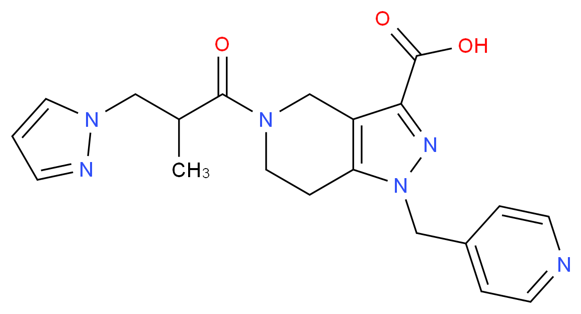 5-[2-methyl-3-(1H-pyrazol-1-yl)propanoyl]-1-(pyridin-4-ylmethyl)-4,5,6,7-tetrahydro-1H-pyrazolo[4,3-c]pyridine-3-carboxylic acid_Molecular_structure_CAS_)
