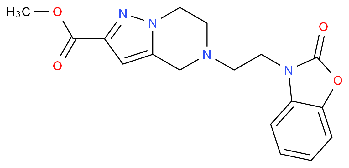 methyl 5-[2-(2-oxo-1,3-benzoxazol-3(2H)-yl)ethyl]-4,5,6,7-tetrahydropyrazolo[1,5-a]pyrazine-2-carboxylate_Molecular_structure_CAS_)