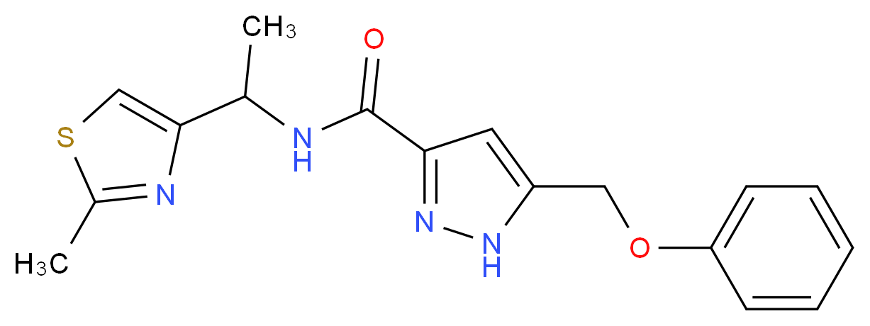 N-[1-(2-methyl-1,3-thiazol-4-yl)ethyl]-5-(phenoxymethyl)-1H-pyrazole-3-carboxamide_Molecular_structure_CAS_)