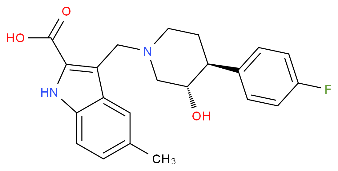 3-{[(3S*,4S*)-4-(4-fluorophenyl)-3-hydroxypiperidin-1-yl]methyl}-5-methyl-1H-indole-2-carboxylic acid_Molecular_structure_CAS_)