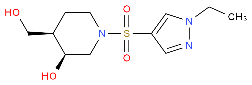 (3S*,4R*)-1-[(1-ethyl-1H-pyrazol-4-yl)sulfonyl]-4-(hydroxymethyl)-3-piperidinol_Molecular_structure_CAS_)