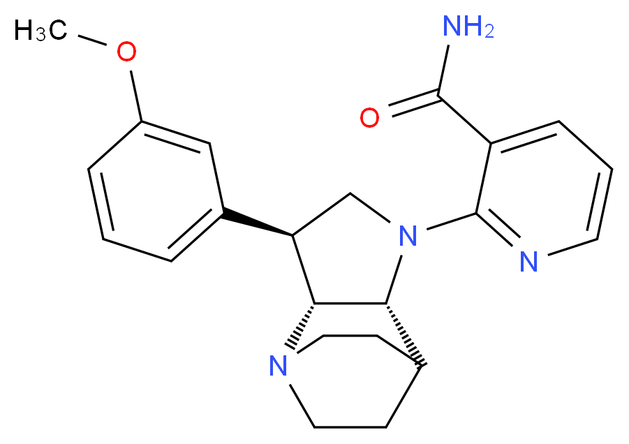 2-[(2R*,3S*,6R*)-3-(3-methoxyphenyl)-1,5-diazatricyclo[5.2.2.0~2,6~]undec-5-yl]nicotinamide_Molecular_structure_CAS_)