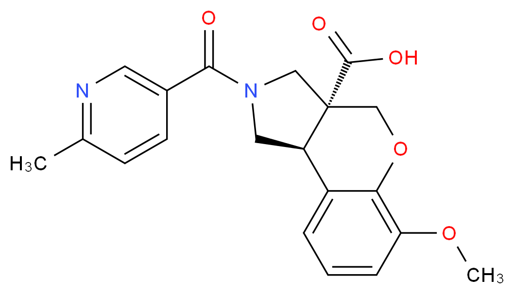 (3aR*,9bR*)-6-methoxy-2-[(6-methylpyridin-3-yl)carbonyl]-1,2,3,9b-tetrahydrochromeno[3,4-c]pyrrole-3a(4H)-carboxylic acid_Molecular_structure_CAS_)