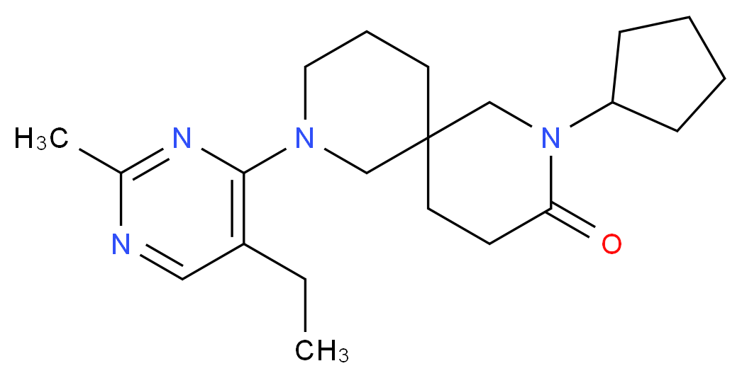 2-cyclopentyl-8-(5-ethyl-2-methyl-4-pyrimidinyl)-2,8-diazaspiro[5.5]undecan-3-one_Molecular_structure_CAS_)