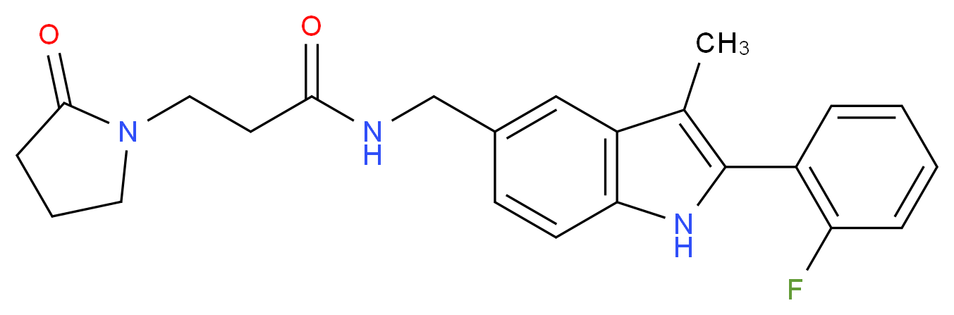 N-{[2-(2-fluorophenyl)-3-methyl-1H-indol-5-yl]methyl}-3-(2-oxo-1-pyrrolidinyl)propanamide_Molecular_structure_CAS_)