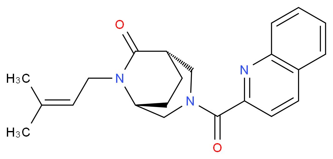 (1S*,5R*)-6-(3-methyl-2-buten-1-yl)-3-(2-quinolinylcarbonyl)-3,6-diazabicyclo[3.2.2]nonan-7-one_Molecular_structure_CAS_)