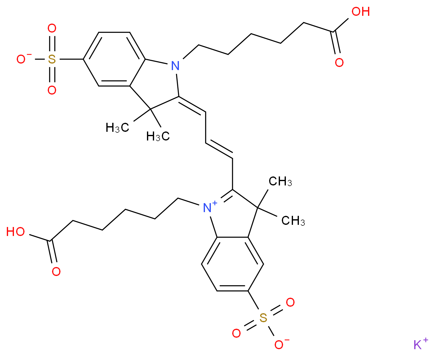 Cyanine 3 Bihexanoic Acid Dye, Potassium Salt_Molecular_structure_CAS_762260-71-9)