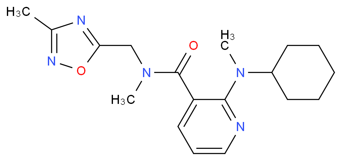 2-[cyclohexyl(methyl)amino]-N-methyl-N-[(3-methyl-1,2,4-oxadiazol-5-yl)methyl]nicotinamide_Molecular_structure_CAS_)