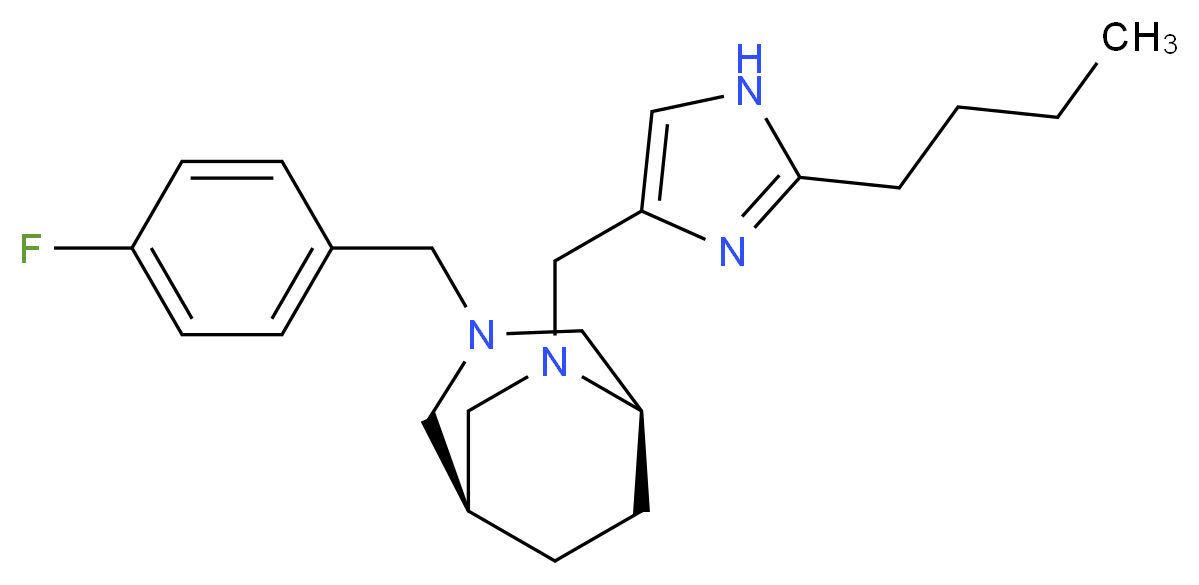 (1S*,5R*)-6-[(2-butyl-1H-imidazol-4-yl)methyl]-3-(4-fluorobenzyl)-3,6-diazabicyclo[3.2.2]nonane_Molecular_structure_CAS_)