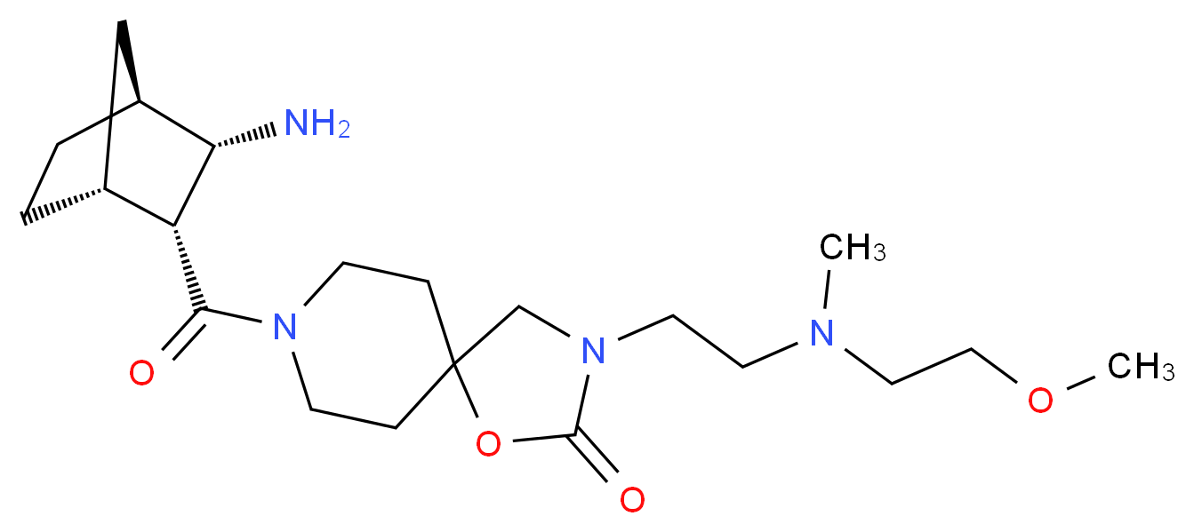 8-{[(1R*,2R*,3S*,4S*)-3-aminobicyclo[2.2.1]hept-2-yl]carbonyl}-3-{2-[(2-methoxyethyl)(methyl)amino]ethyl}-1-oxa-3,8-diazaspiro[4.5]decan-2-one_Molecular_structure_CAS_)