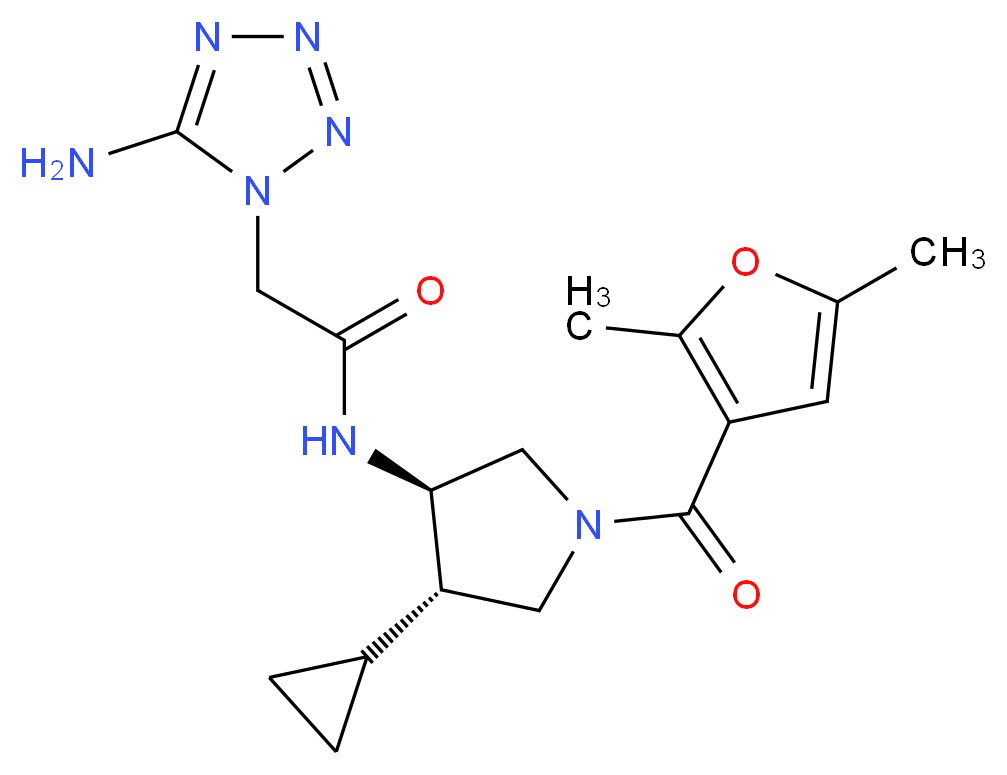 2-(5-amino-1H-tetrazol-1-yl)-N-[(3R*,4S*)-4-cyclopropyl-1-(2,5-dimethyl-3-furoyl)pyrrolidin-3-yl]acetamide_Molecular_structure_CAS_)