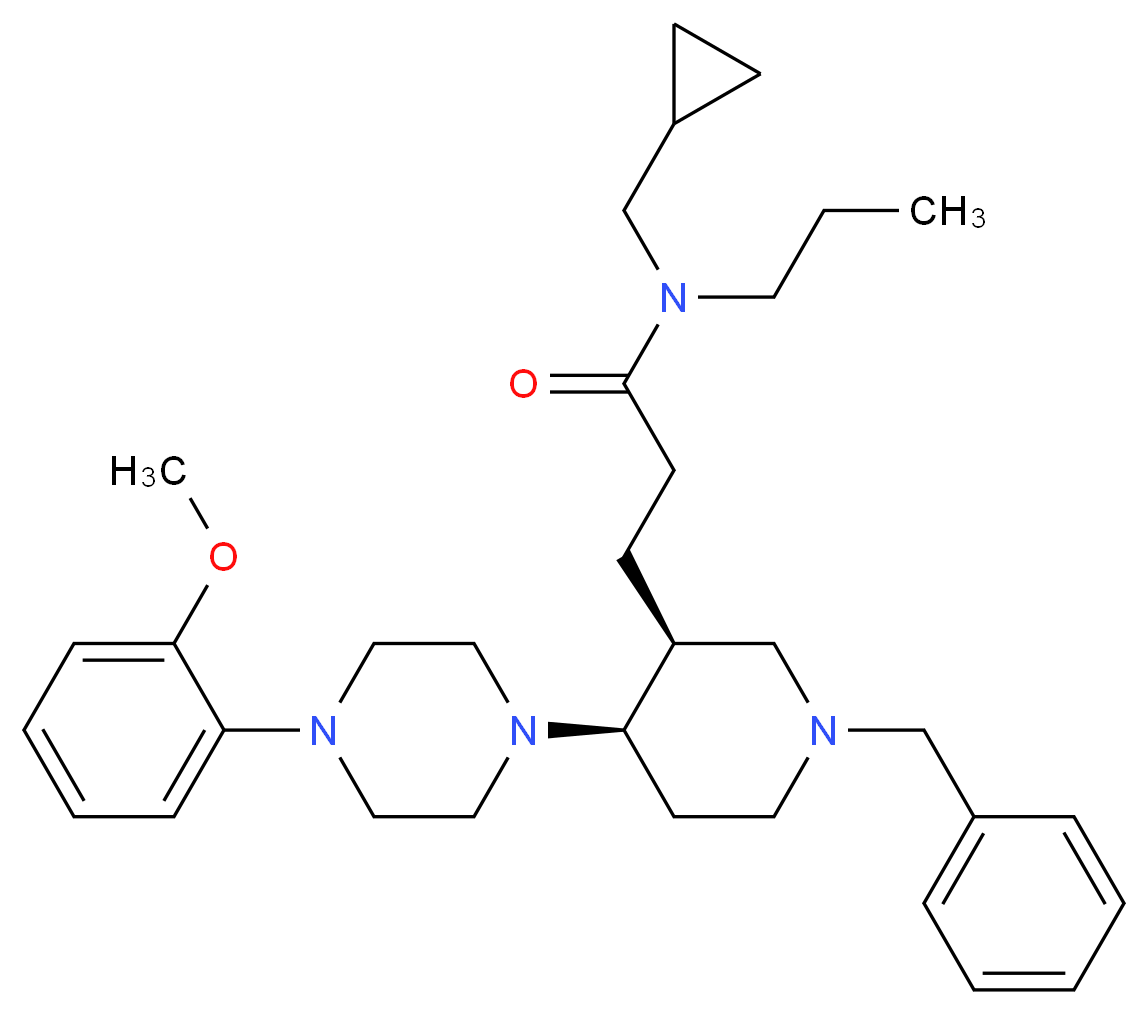 3-{(3S*,4R*)-1-benzyl-4-[4-(2-methoxyphenyl)-1-piperazinyl]-3-piperidinyl}-N-(cyclopropylmethyl)-N-propylpropanamide_Molecular_structure_CAS_)