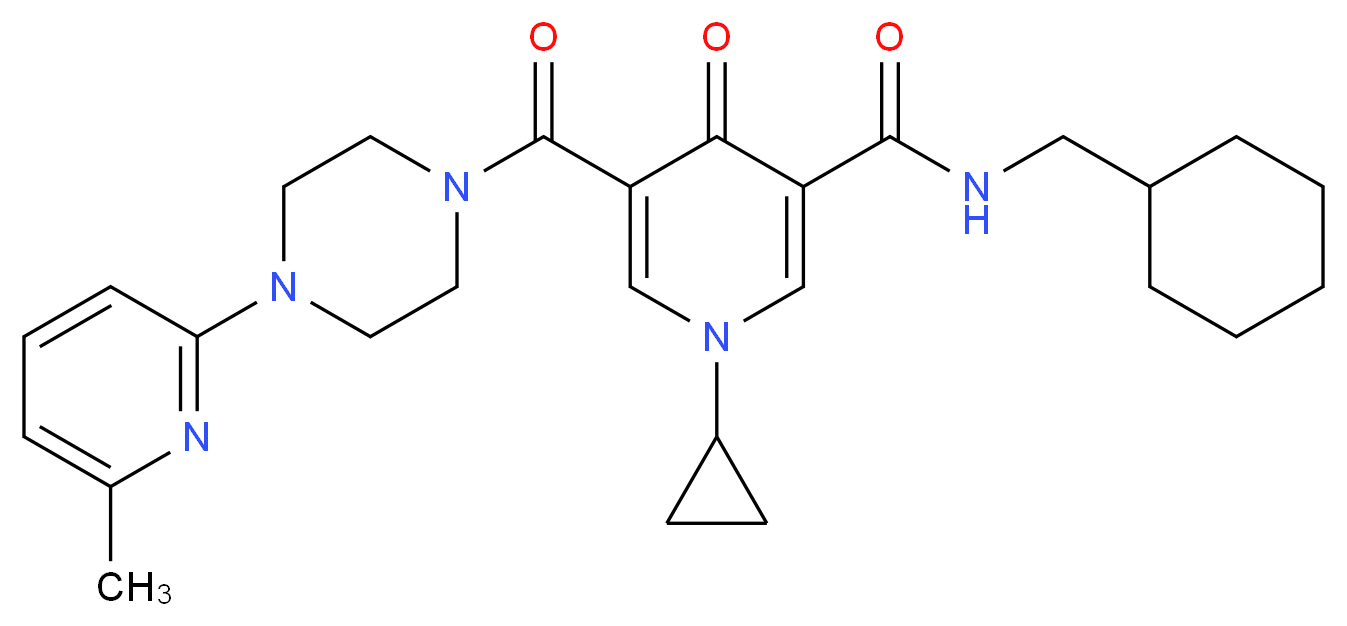 N-(cyclohexylmethyl)-1-cyclopropyl-5-{[4-(6-methyl-2-pyridinyl)-1-piperazinyl]carbonyl}-4-oxo-1,4-dihydro-3-pyridinecarboxamide_Molecular_structure_CAS_)